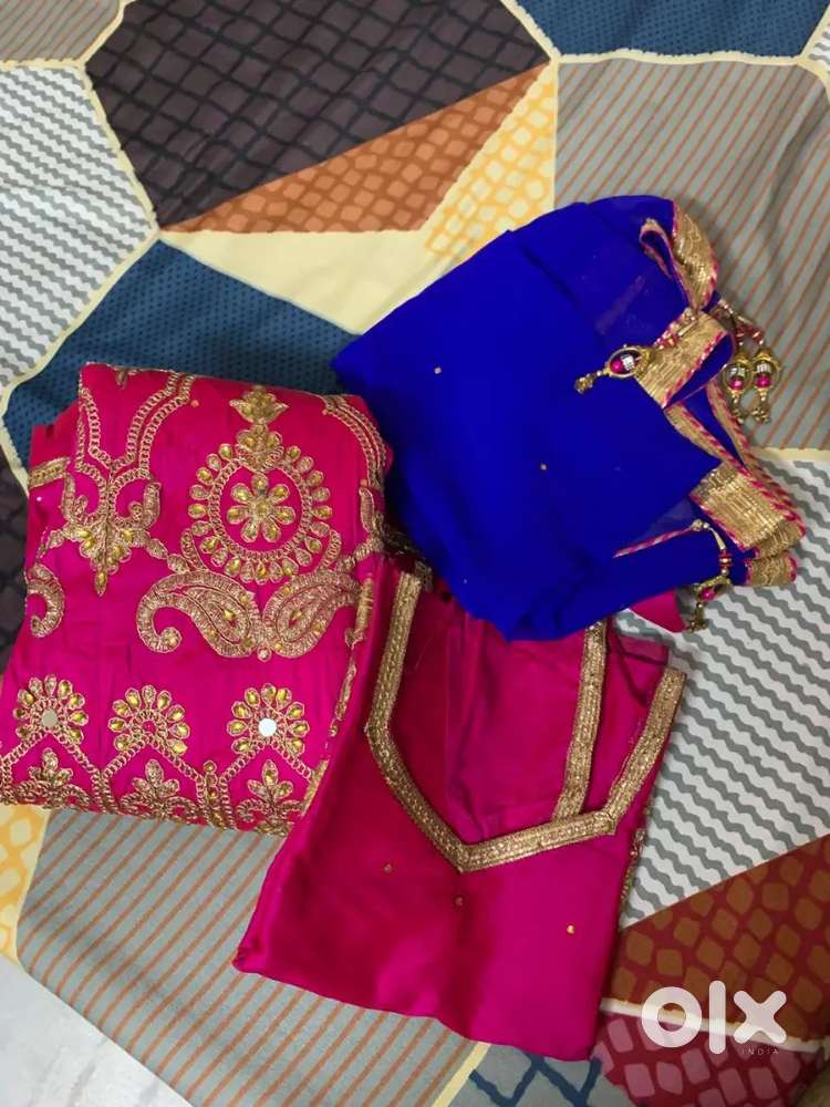 New Designer Lehenga Set – Pink & Royal Blue with Heavy Embroidery