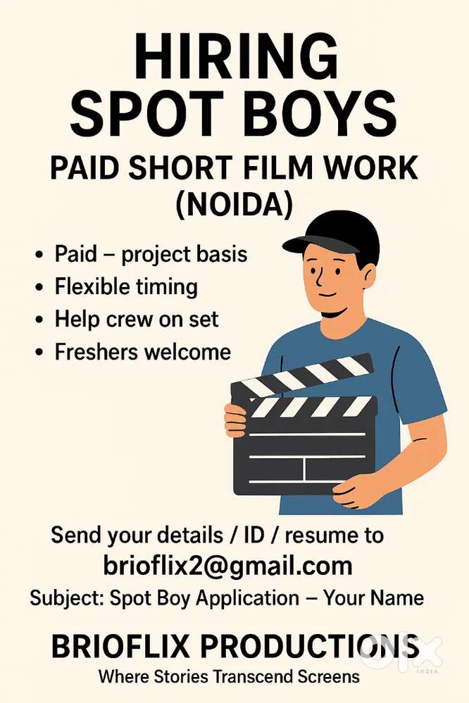 Hiring Spot Boys – Paid Short Film Work (Noida)
