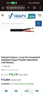 100 Meter actual 6 Mm Dual Core copper Dj Genretor Wire
