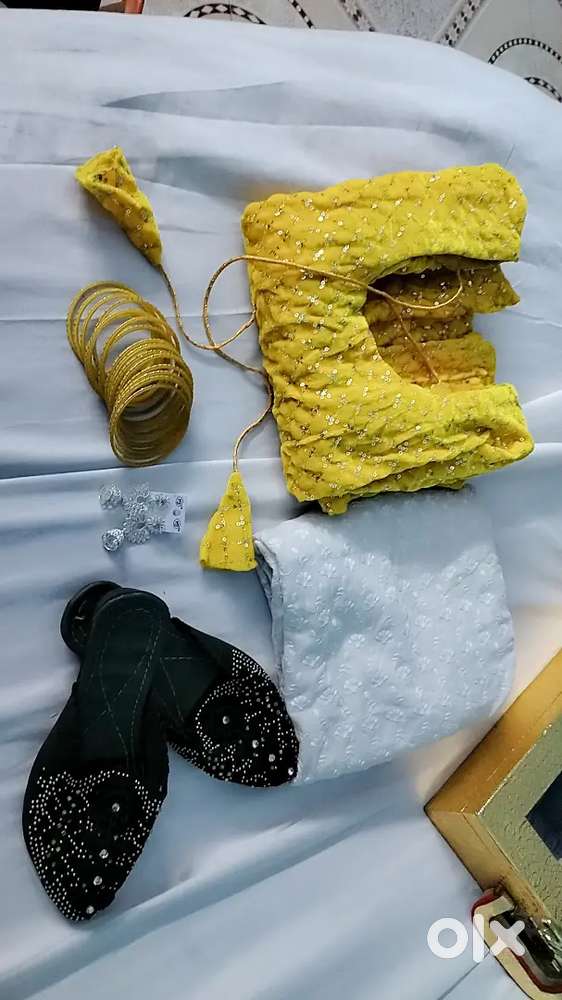 Yellow  beautiful sequence kurta set