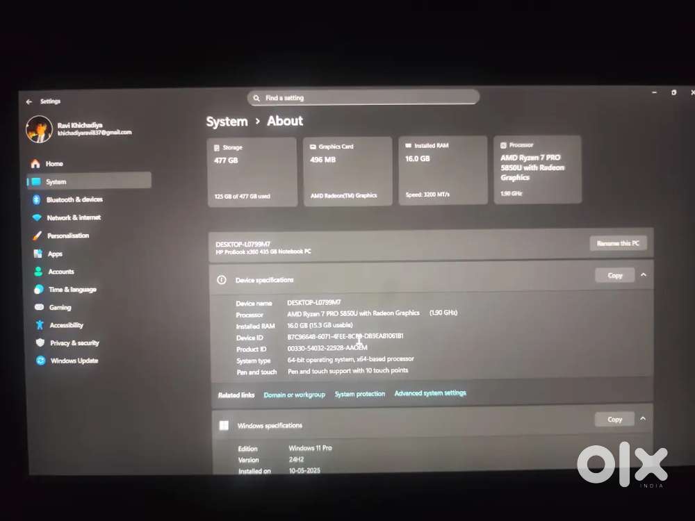 HP ProBook x360  Rayzan 7 Pro  16GB /512GB SSD  Touchscreen  360•