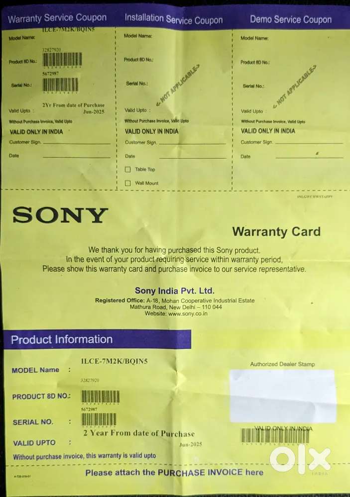 Sony A7m2 with 28 -70 kit lens under warranty