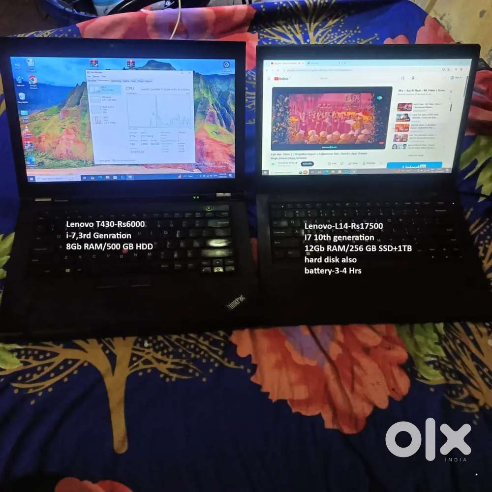 Lenovo L14 i7 10th Gen -17500 and lenovo T430 i7 3rd gen-Rs6000
