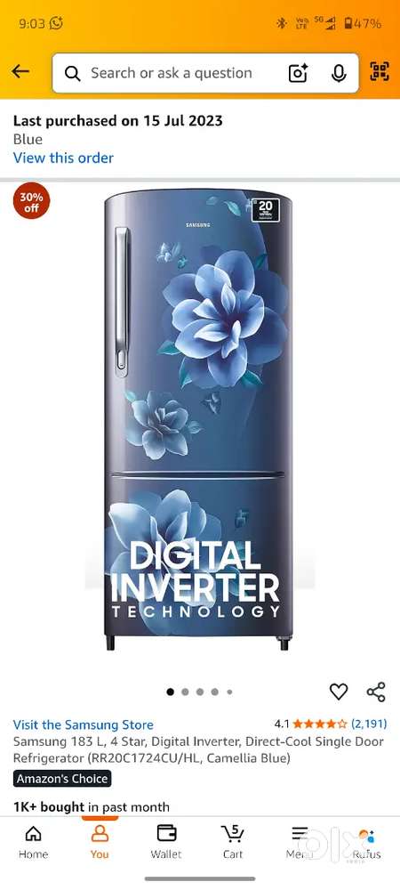 Samsung refrigerator 183L with only 2 years old