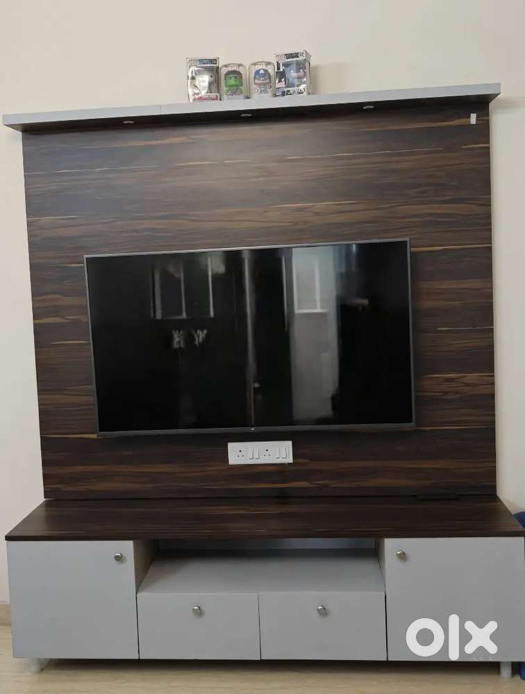 TV unit, wooden cabinet and corner shelf