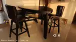 Dining table in MDF wood with high chairs and bench