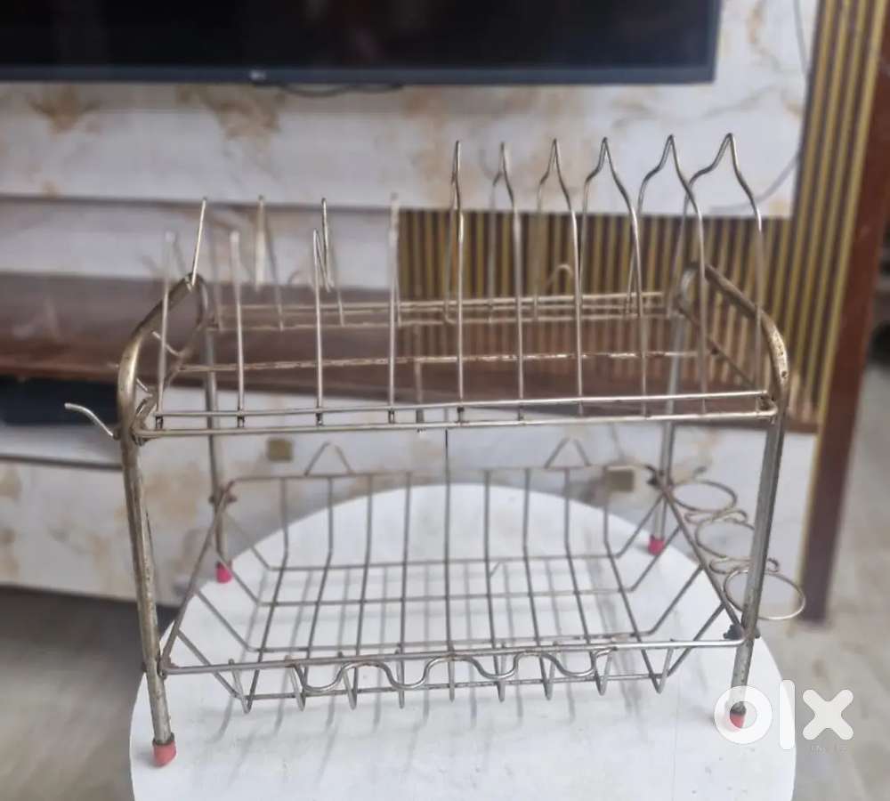 Stainless Steel Plate Rack with Spoon Holder