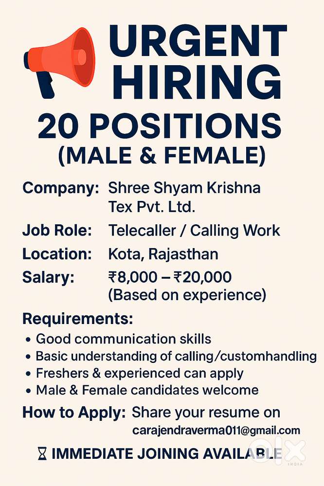 Immediate Job Openings – Apply Now!