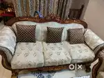 Wooden sofa 8 seater and mirror wooden table