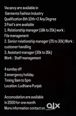 garment industry vacancy