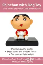Shinchan with Dog Toy | Cute Anime Showpiece | Kids & Home Decor