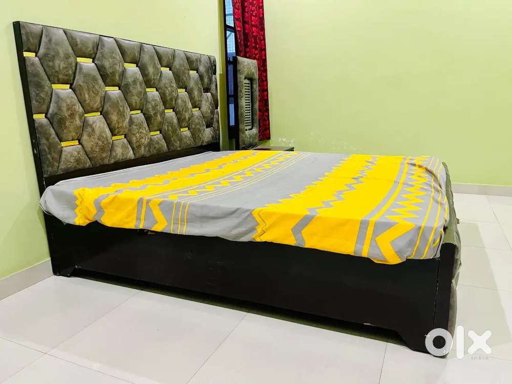 Bed  with mattress and wardrobe