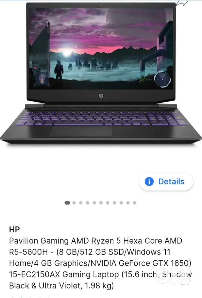 HP Pavilion Ryzen 5600H & GTX 1650 GDDR6 Shadow Black
Gaming Laptop pc