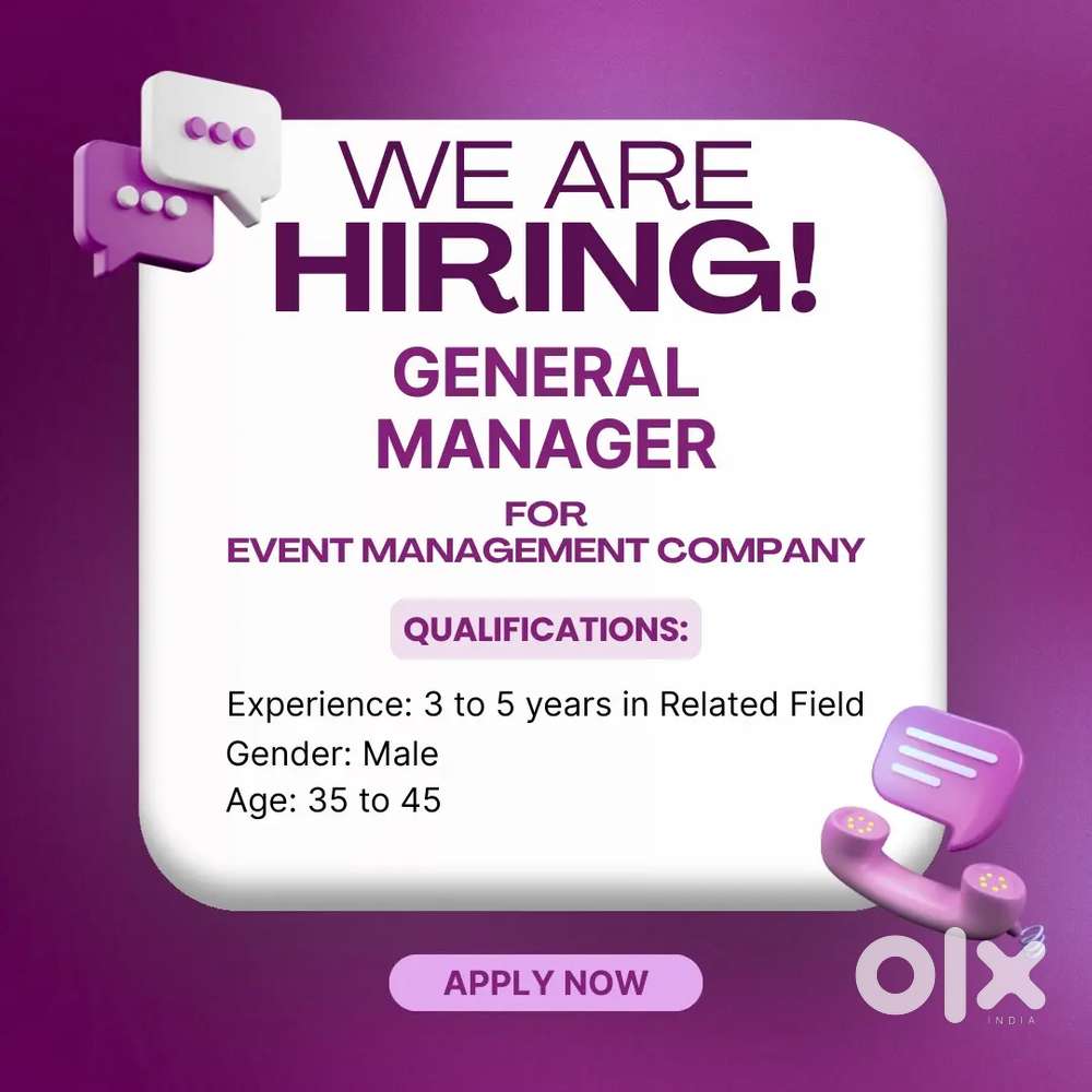 Need General manager ( male ) event related