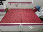 Boxed Bed with mattress, Side racks, Study table and Chair set