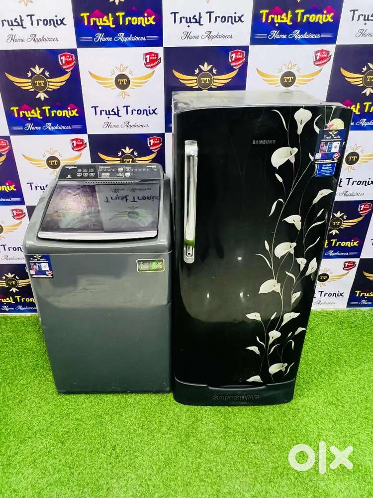 #010TT 6.5kg Whirlpool top load washing machine & 190tr single door