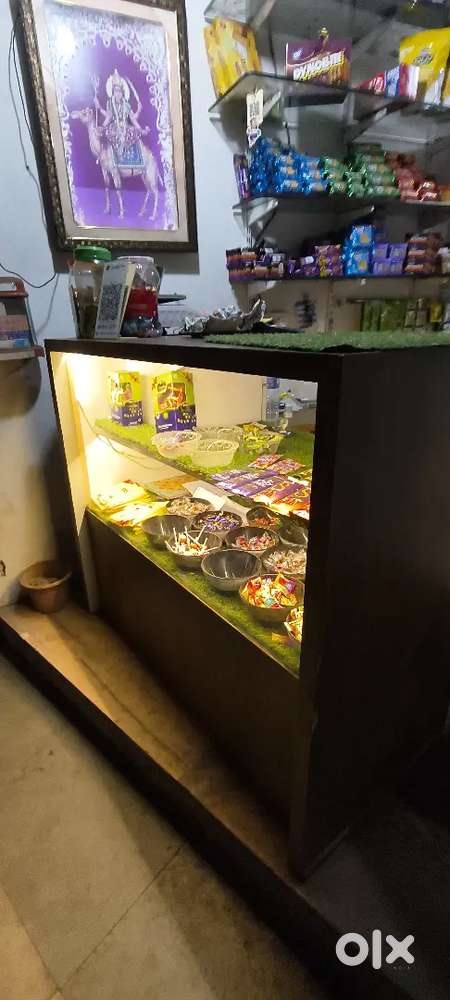 Wooden glass counter