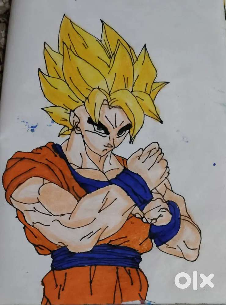 Goku drawing with colouring