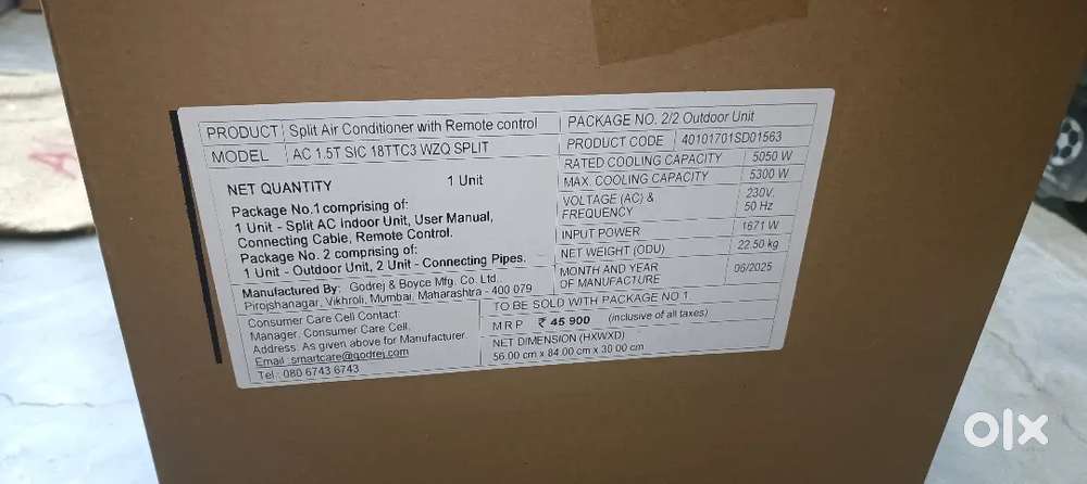 Godrej 1.5 ton 3 Star AC seal piece