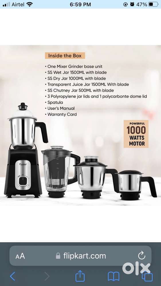 Prestige endura mixer grinder 1000Watt