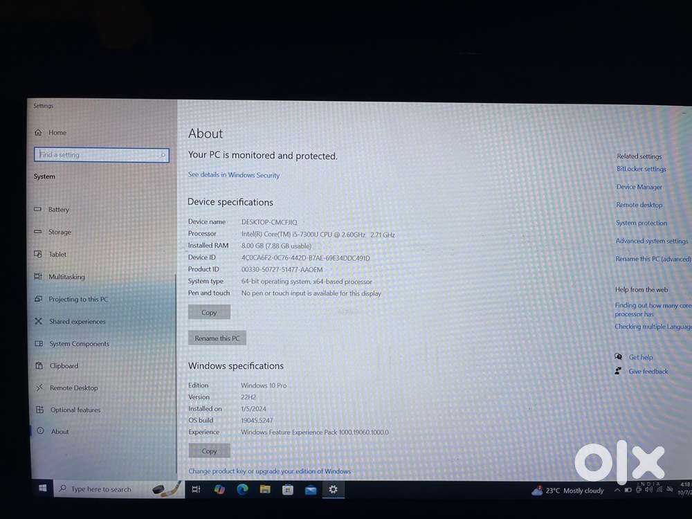 Intel Core i57300U CPU 2.60GHz 2.71GHz
