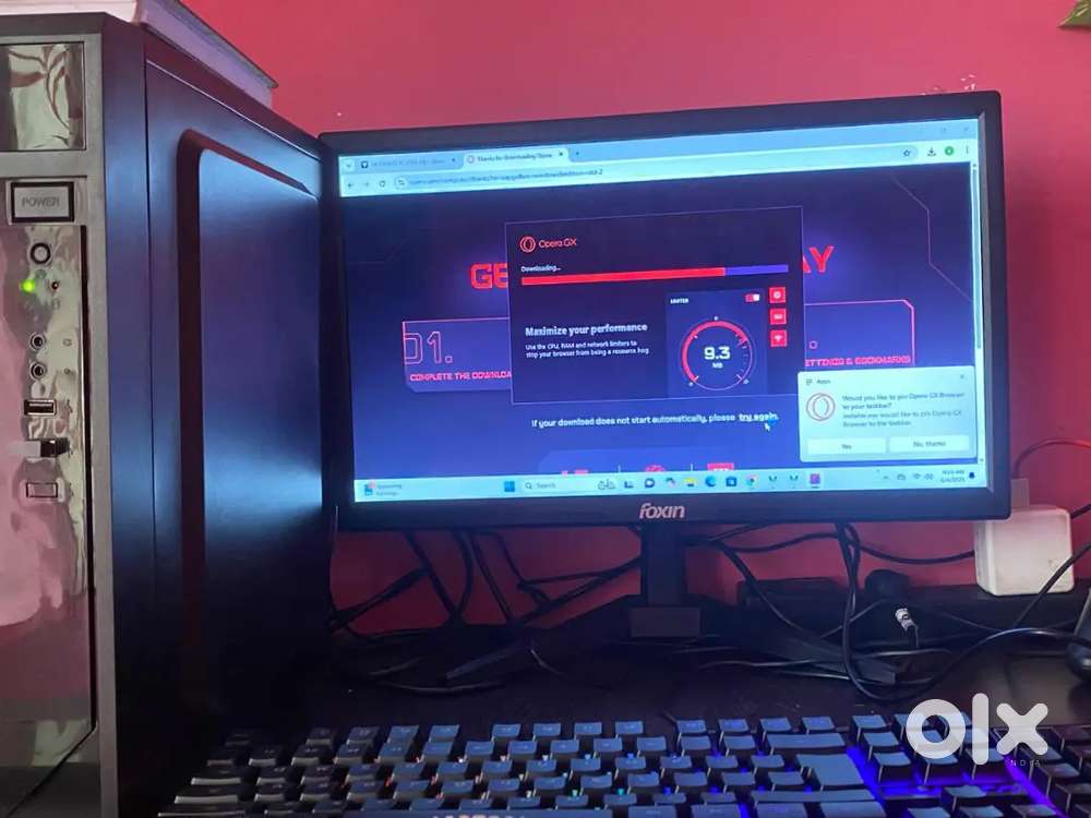 Budget friendly computer setup full monitor keyboard mouse and i5 cpu