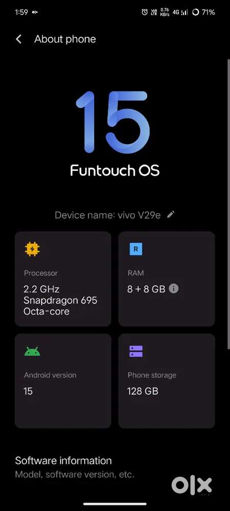 Vivo v29e 5g ram8