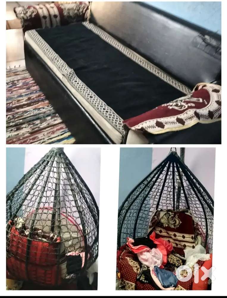 Sofa cum bed & Steel Jhula good condition