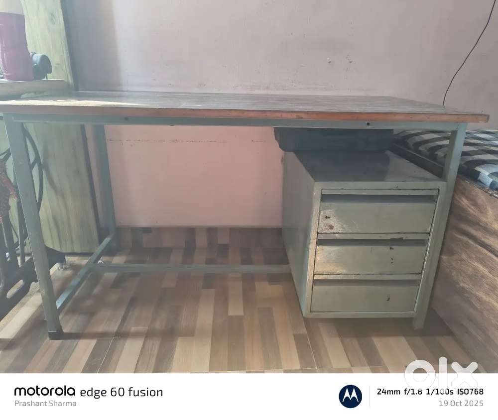 Wooden board and iron table