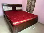 Teak finishing King size Cot and Peps Springcoil crown top bed
