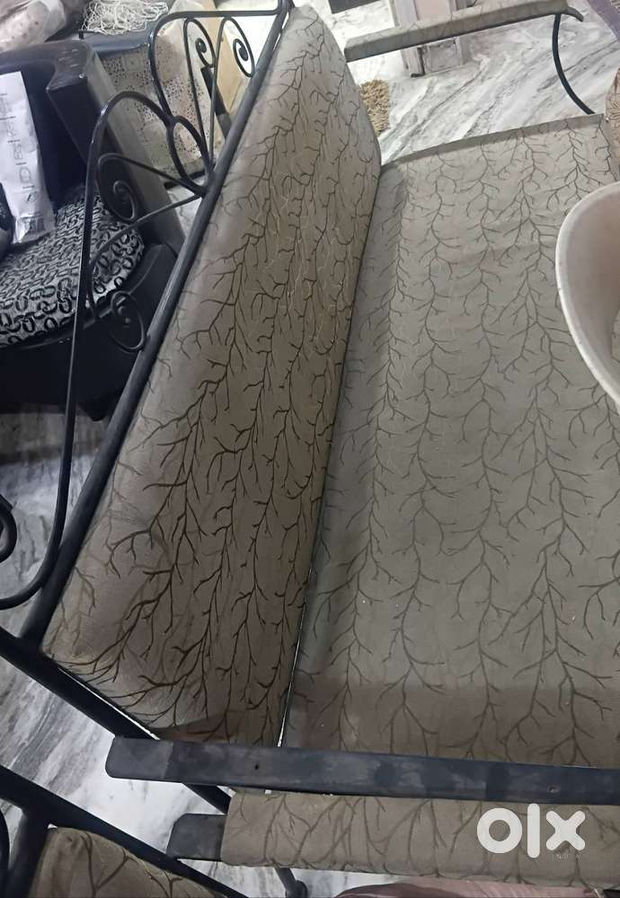 Two sofa sets (wrought iron and leather)on Sale