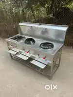 Stainless steel 3-Burnal stove(backsplash)