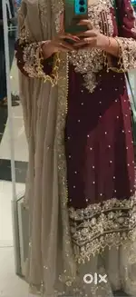 Sharara kurta dupatta in Maroon colour