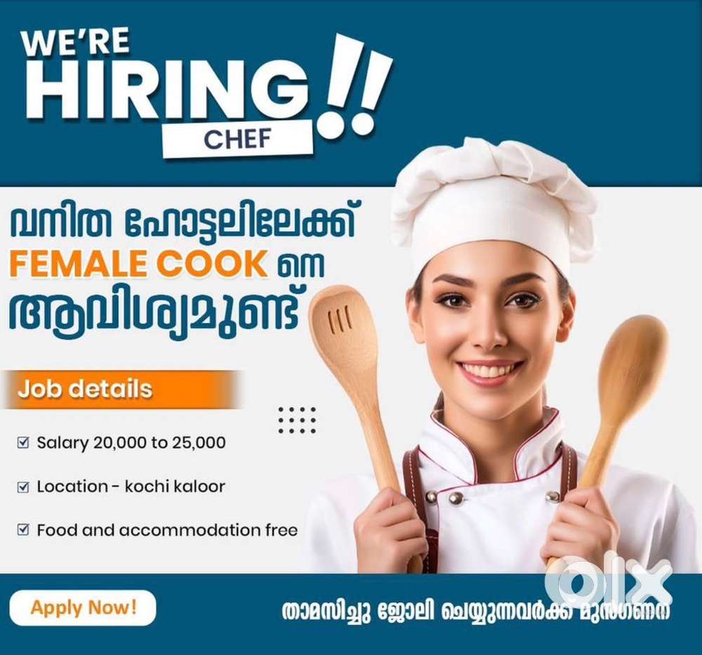 Cook and helpers for vanitha kitchen
