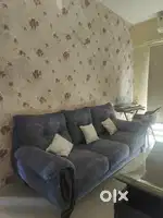 Five seater sky blue colour sofa.