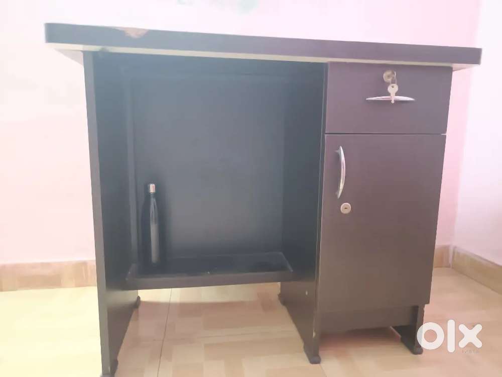 Wooden Office/Study Table with Drawer & Cabinet (Good Condition)