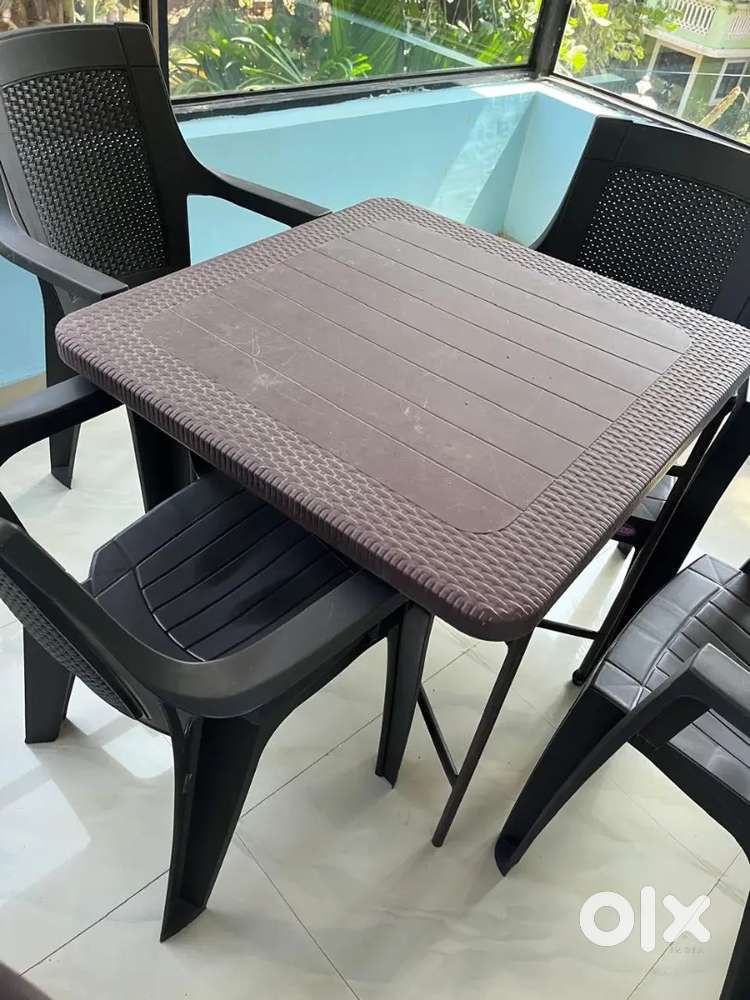 Gas stove , plastic table chair , kitchen crokers