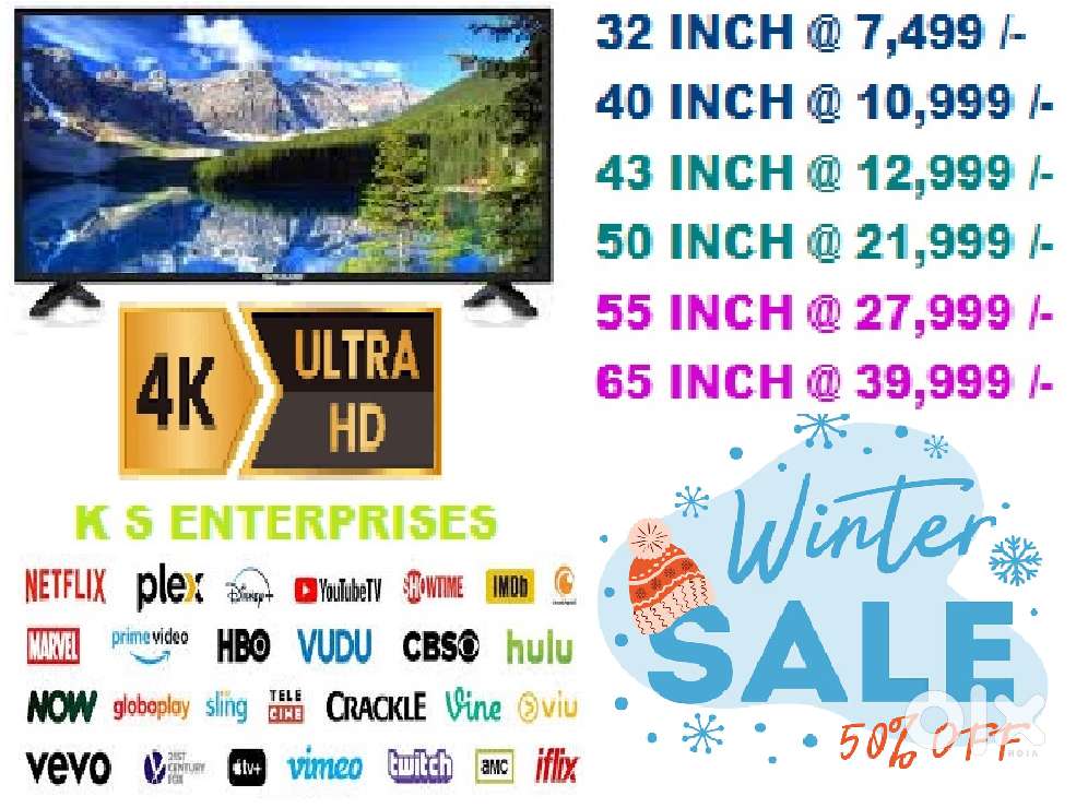 65 INCH SMART,ORIGNAL 4K,VOICE COMMAND,BLUE TOOTH LED IN 39,999/- ONLY