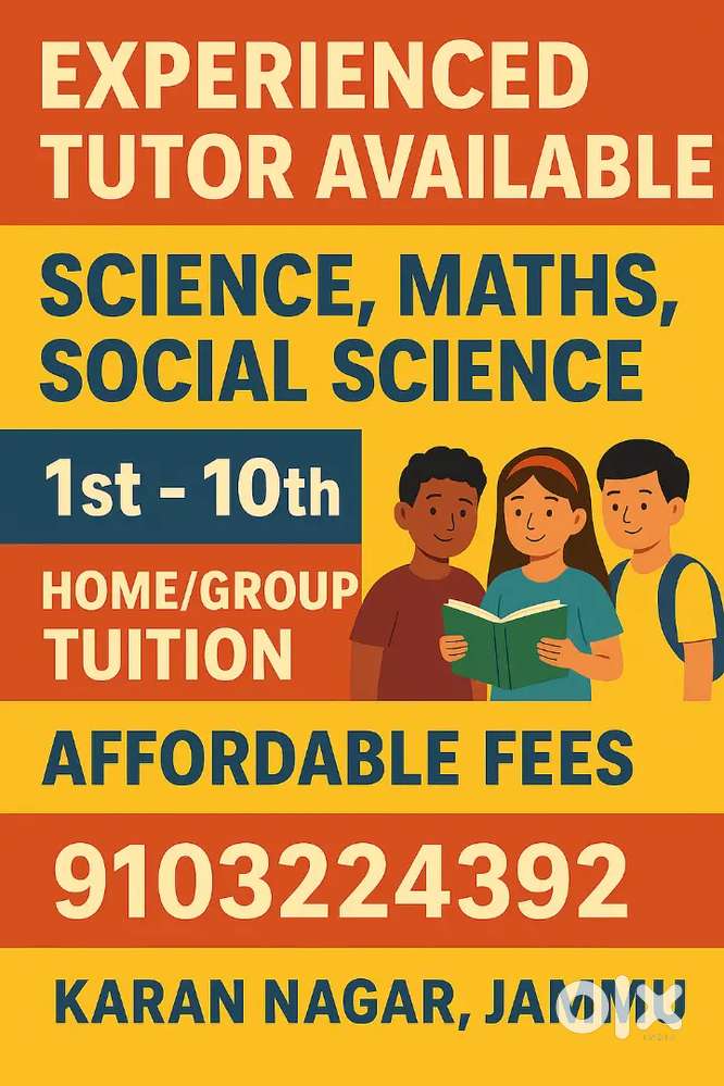 Im an experienced tutor in karan nagar extension from class 1 upto 10
