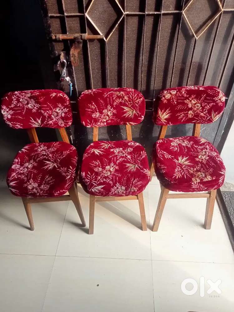 Teak wooden chairs and computer chair