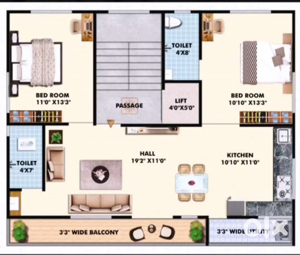 @ Gangapur road 1110 sqft 2BHK flat for sale