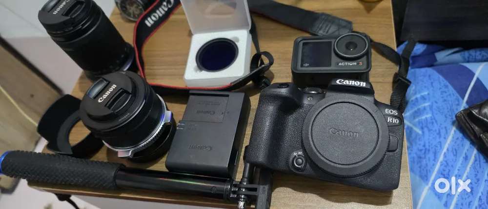 Canon R10 Body with RF-S 18- 150 mm + 50mm+ UV filter and mount