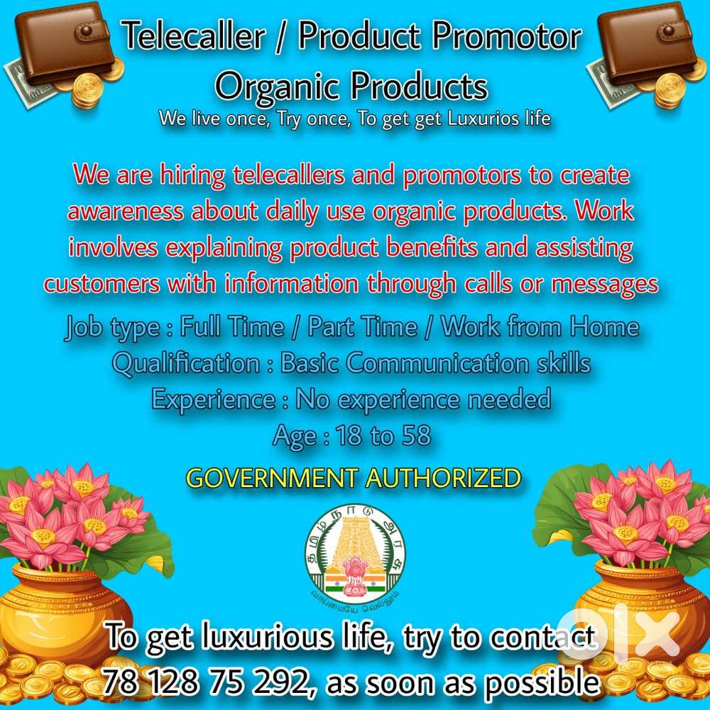 Telecaller / Product Promoter – Organic Products