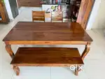 Elegant Sheesham Wood Dining Table Set – 1 Table + 1 Bench + 2 Chairs