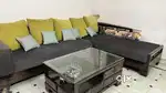 Couch, dining table, cupboard, dressing table
