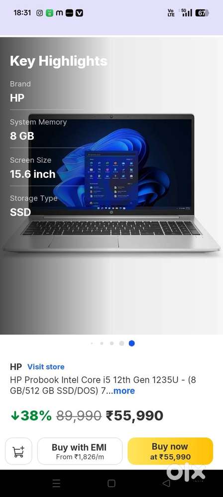 HP LAPTOP 8/512