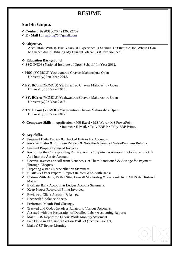 Looking For Accounts Job Work From Office  OR  Home