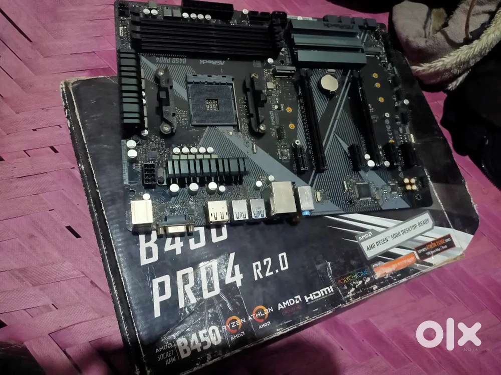 Ashrock b450 pro 4 6 pcie slot motherboard (bill box available)
