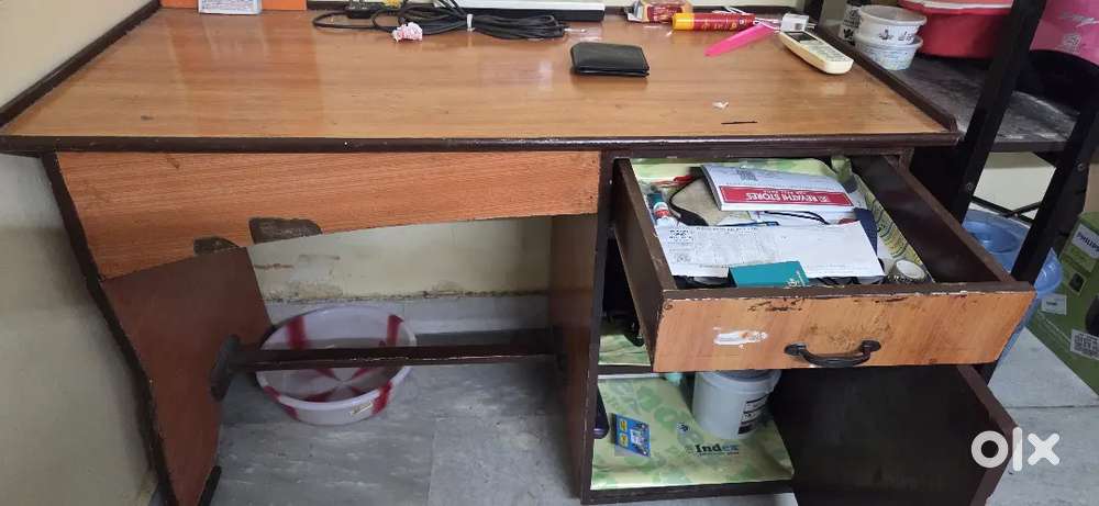 Wooden Computer Table with foot rest.