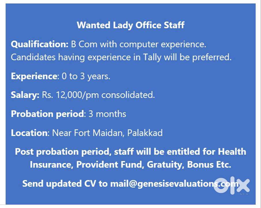 Wanted Lady Office Staff